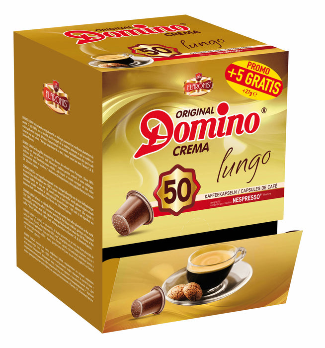 DOMINO - CAPSULES DE CAFÉ COMPATIBLES NESPRESSO®* - LUNGO - 50+5 PCS